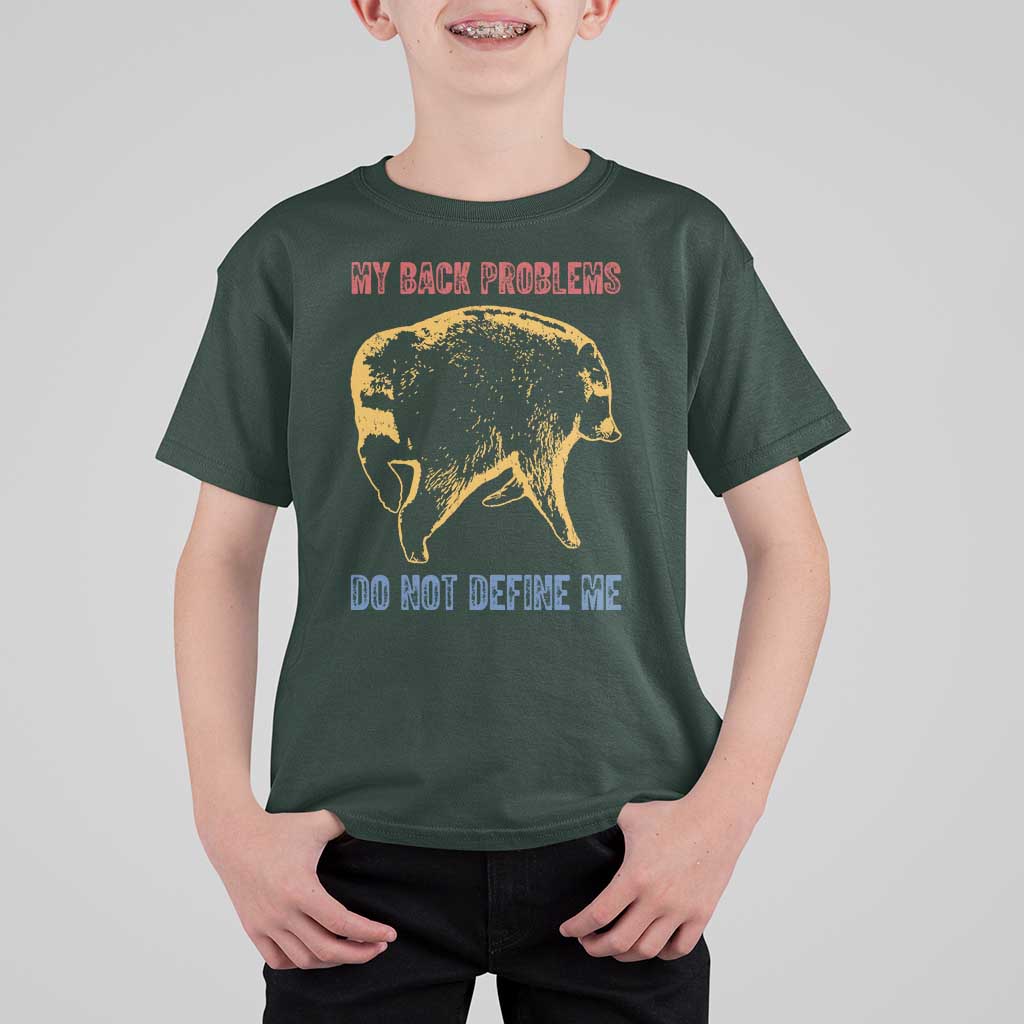 Funny Jimothy Meme Back Pain Humor T Shirt For Kid My Back Problems Do Not Define Me Viral Seattle Raccoon
