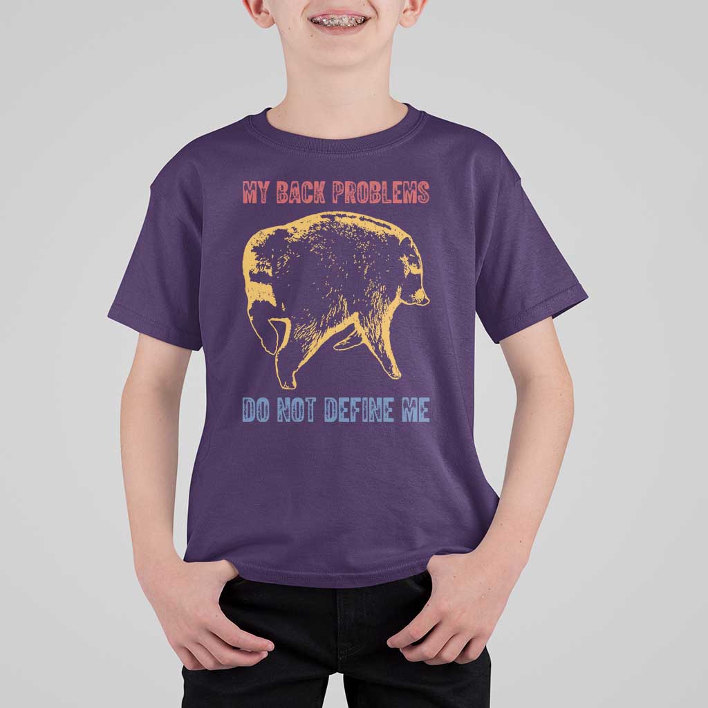 Funny Jimothy Meme Back Pain Humor T Shirt For Kid My Back Problems Do Not Define Me Viral Seattle Raccoon