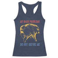 Funny Jimothy Meme Back Pain Humor Racerback Tank Top My Back Problems Do Not Define Me Viral Seattle Raccoon