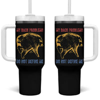 Funny Jimothy Meme Back Pain Humor Tumbler With Handle My Back Problems Do Not Define Me Viral Seattle Raccoon