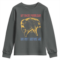 Funny Jimothy Meme Back Pain Humor Youth Sweatshirt My Back Problems Do Not Define Me Viral Seattle Raccoon
