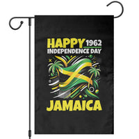 Happy Jamaican Independence Day 1962 Graphic Garden Flag Jamaica Waving Flag and Palm Trees Caribbean Pride