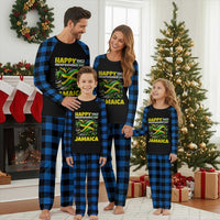 Happy Jamaican Independence Day 1962 Graphic Plaid Pajama Set Jamaica Waving Flag and Palm Trees Caribbean Pride