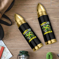 Happy Jamaican Independence Day 1962 Graphic Bullet Tumbler Jamaica Waving Flag and Palm Trees Caribbean Pride