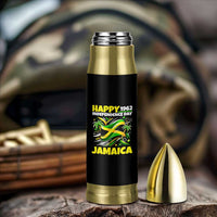 Happy Jamaican Independence Day 1962 Graphic Bullet Tumbler Jamaica Waving Flag and Palm Trees Caribbean Pride