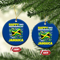 Happy Jamaican Independence Day 1962 Graphic Ceramic Ornament Jamaica Waving Flag and Palm Trees Caribbean Pride