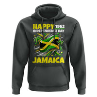 Happy Jamaican Independence Day 1962 Graphic Hoodie Jamaica Waving Flag and Palm Trees Caribbean Pride