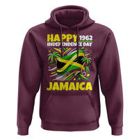 Happy Jamaican Independence Day 1962 Graphic Hoodie Jamaica Waving Flag and Palm Trees Caribbean Pride