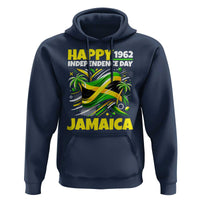 Happy Jamaican Independence Day 1962 Graphic Hoodie Jamaica Waving Flag and Palm Trees Caribbean Pride