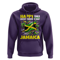 Happy Jamaican Independence Day 1962 Graphic Hoodie Jamaica Waving Flag and Palm Trees Caribbean Pride