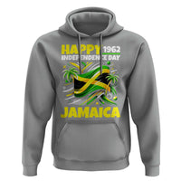 Happy Jamaican Independence Day 1962 Graphic Hoodie Jamaica Waving Flag and Palm Trees Caribbean Pride