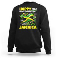 Happy Jamaican Independence Day 1962 Graphic Sweatshirt Jamaica Waving Flag and Palm Trees Caribbean Pride