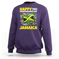 Happy Jamaican Independence Day 1962 Graphic Sweatshirt Jamaica Waving Flag and Palm Trees Caribbean Pride