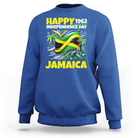 Happy Jamaican Independence Day 1962 Graphic Sweatshirt Jamaica Waving Flag and Palm Trees Caribbean Pride