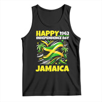 Happy Jamaican Independence Day 1962 Graphic Tank Top Jamaica Waving Flag and Palm Trees Caribbean Pride