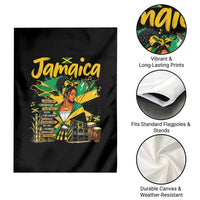 Proud Jamaican Queen Jamaica Roots Heritage Garden Flag Doctor Bird and Island Landmarks Graphic
