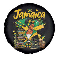 Proud Jamaican Queen Jamaica Roots Heritage Spare Tire Cover Doctor Bird and Island Landmarks Graphic