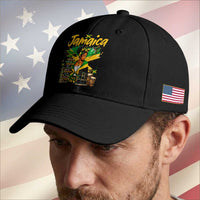 Proud Jamaican Queen Jamaica Roots Heritage Baseball Cap Doctor Bird and Island Landmarks Graphic