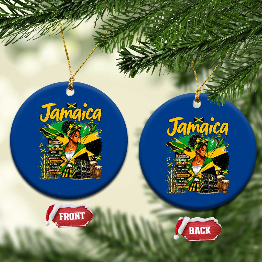 Proud Jamaican Queen Jamaica Roots Heritage Ceramic Ornament Doctor Bird and Island Landmarks Graphic