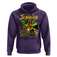 Proud Jamaican Queen Jamaica Roots Heritage Hoodie Doctor Bird and Island Landmarks Graphic