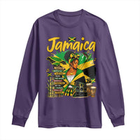 Proud Jamaican Queen Jamaica Roots Heritage Long Sleeve Shirt Doctor Bird and Island Landmarks Graphic