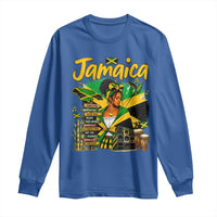 Proud Jamaican Queen Jamaica Roots Heritage Long Sleeve Shirt Doctor Bird and Island Landmarks Graphic