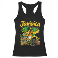 Proud Jamaican Queen Jamaica Roots Heritage Racerback Tank Top Doctor Bird and Island Landmarks Graphic