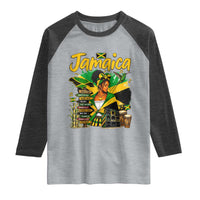 Proud Jamaican Queen Jamaica Roots Heritage Raglan Shirt Doctor Bird and Island Landmarks Graphic