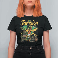 Proud Jamaican Queen Jamaica Roots Heritage T Shirt For Women Doctor Bird and Island Landmarks Graphic