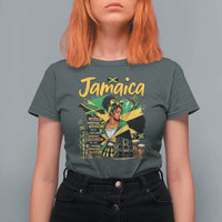 Proud Jamaican Queen Jamaica Roots Heritage T Shirt For Women Doctor Bird and Island Landmarks Graphic