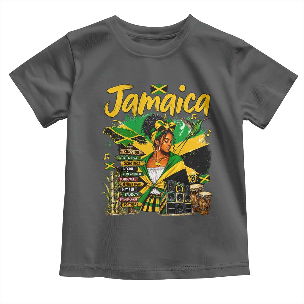 Proud Jamaican Queen Jamaica Roots Heritage Toddler T Shirt Doctor Bird and Island Landmarks Graphic