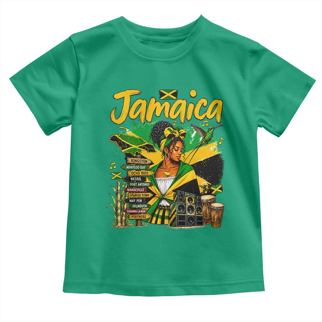 Proud Jamaican Queen Jamaica Roots Heritage Toddler T Shirt Doctor Bird and Island Landmarks Graphic
