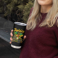 Proud Jamaican Queen Jamaica Roots Heritage Tumbler Cup Doctor Bird and Island Landmarks Graphic
