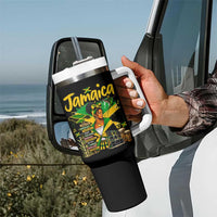 Proud Jamaican Queen Jamaica Roots Heritage Tumbler With Handle Doctor Bird and Island Landmarks Graphic
