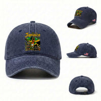 Proud Jamaican Queen Jamaica Roots Heritage Washed Cotton Baseball Cap Doctor Bird and Island Landmarks Graphic