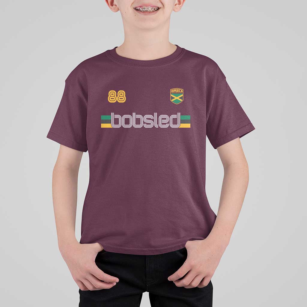 Jamaica Bobsled 1988 Sports Jersey Style T Shirt For Kid Retro Winter Games Team Island Jamaican Pride