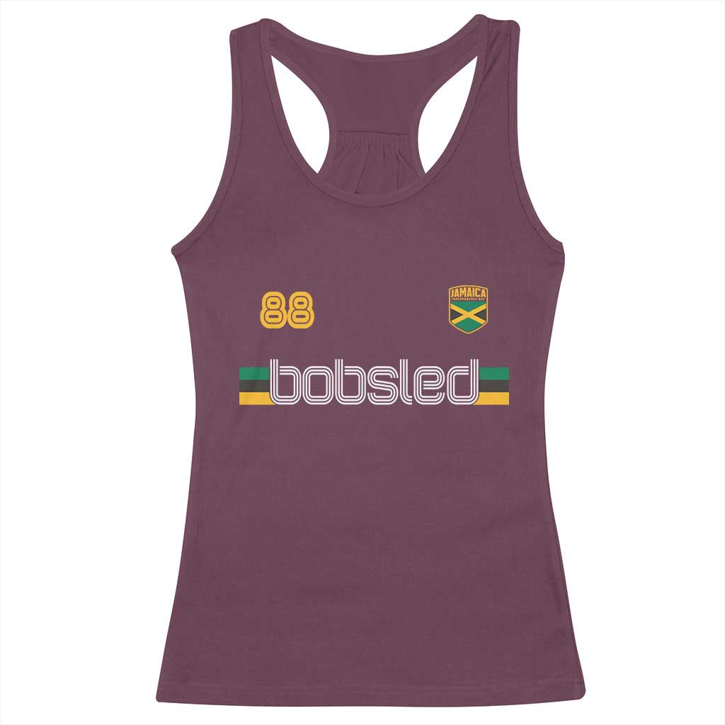 Jamaica Bobsled 1988 Sports Jersey Style Racerback Tank Top Retro Winter Games Team Island Jamaican Pride