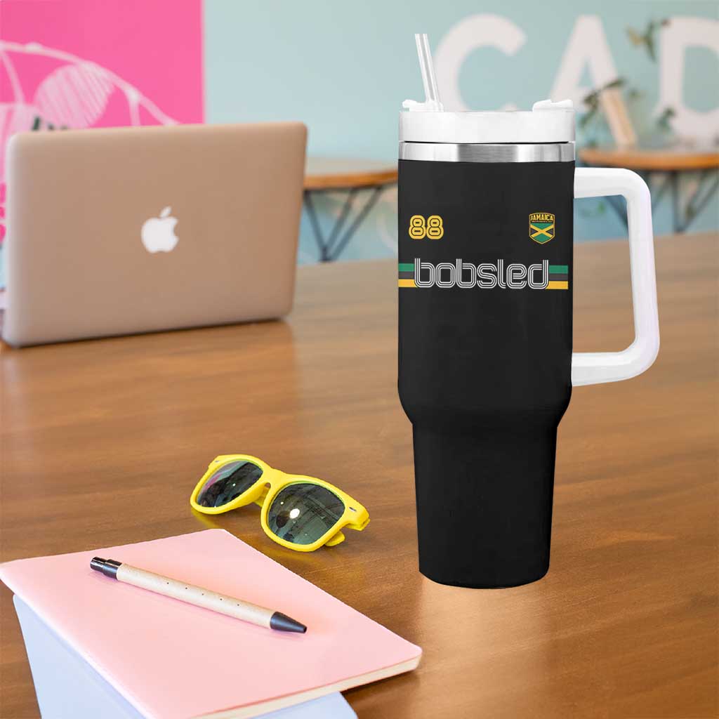 Jamaica Bobsled 1988 Sports Jersey Style Tumbler With Handle Retro Winter Games Team Island Jamaican Pride