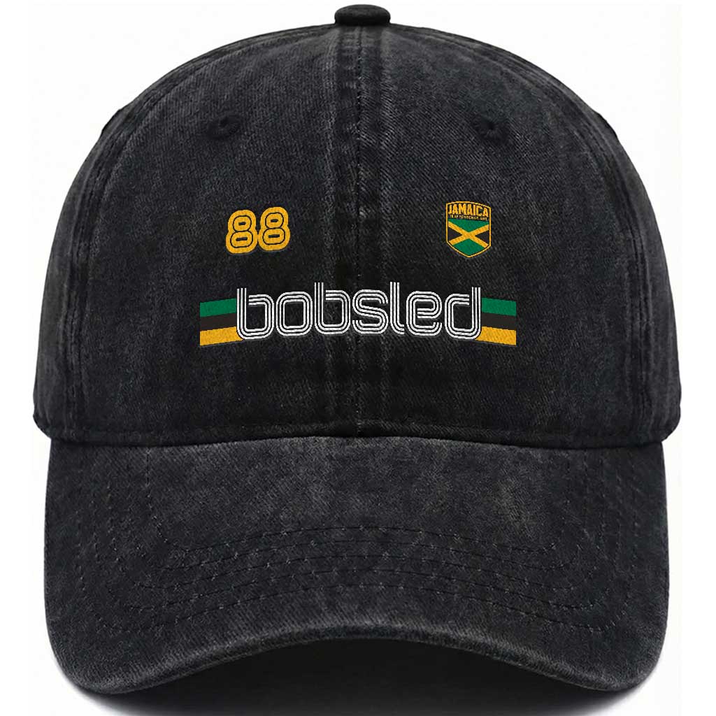 Jamaica Bobsled 1988 Sports Jersey Style Washed Cotton Baseball Cap Retro Winter Games Team Island Jamaican Pride
