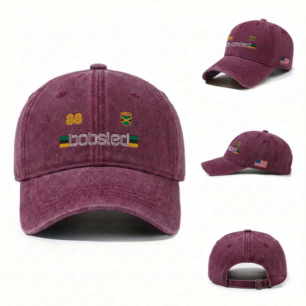 Jamaica Bobsled 1988 Sports Jersey Style Washed Cotton Baseball Cap Retro Winter Games Team Island Jamaican Pride