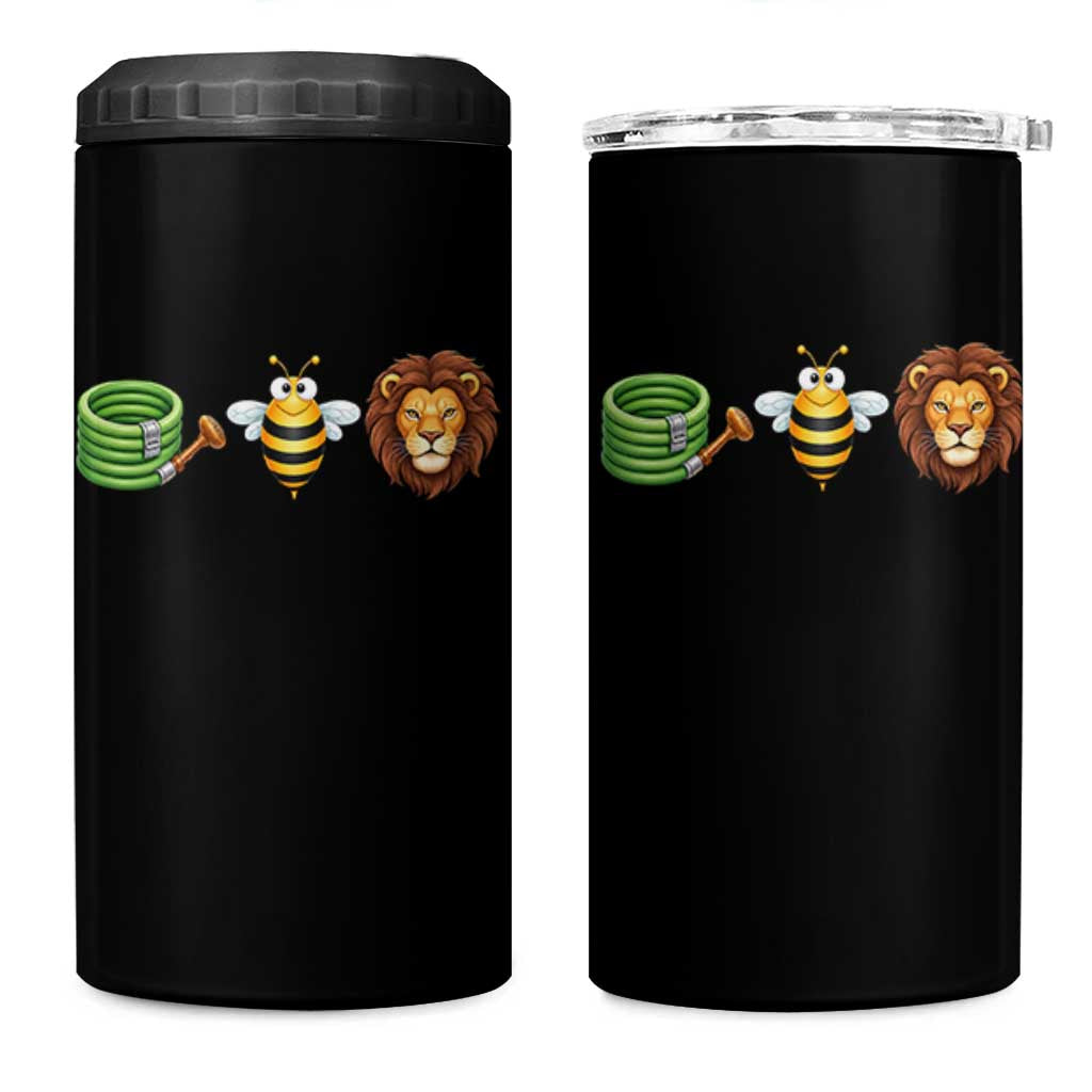 Hose Bee Lion Meme Slang Funny Wordplay Pun Graphic 4 in 1 Can Cooler Tumbler