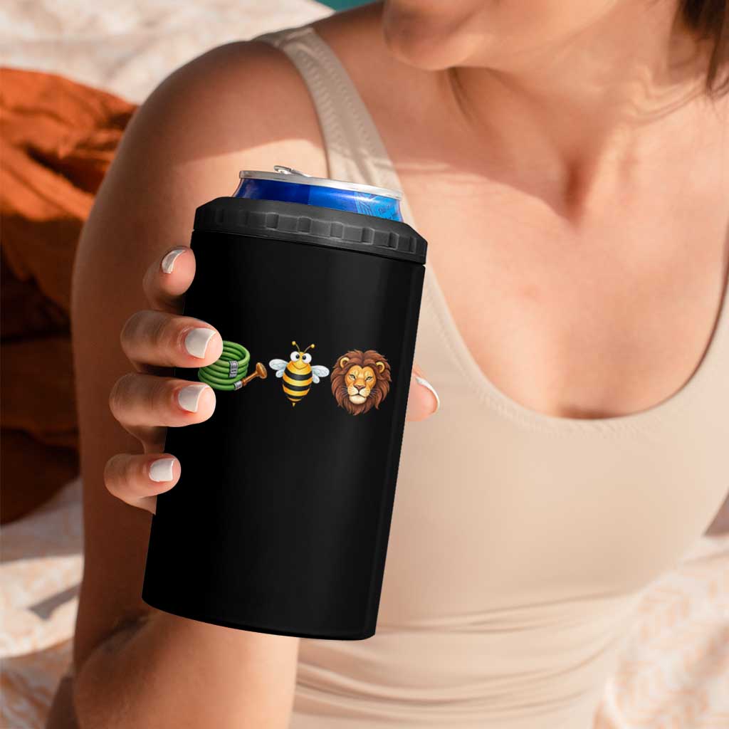 Hose Bee Lion Meme Slang Funny Wordplay Pun Graphic 4 in 1 Can Cooler Tumbler