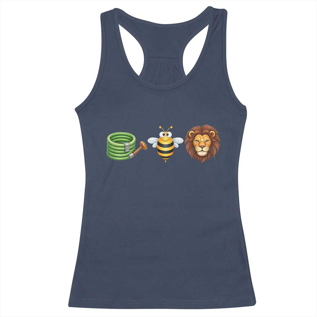 Hose Bee Lion Meme Slang Funny Wordplay Pun Graphic Racerback Tank Top