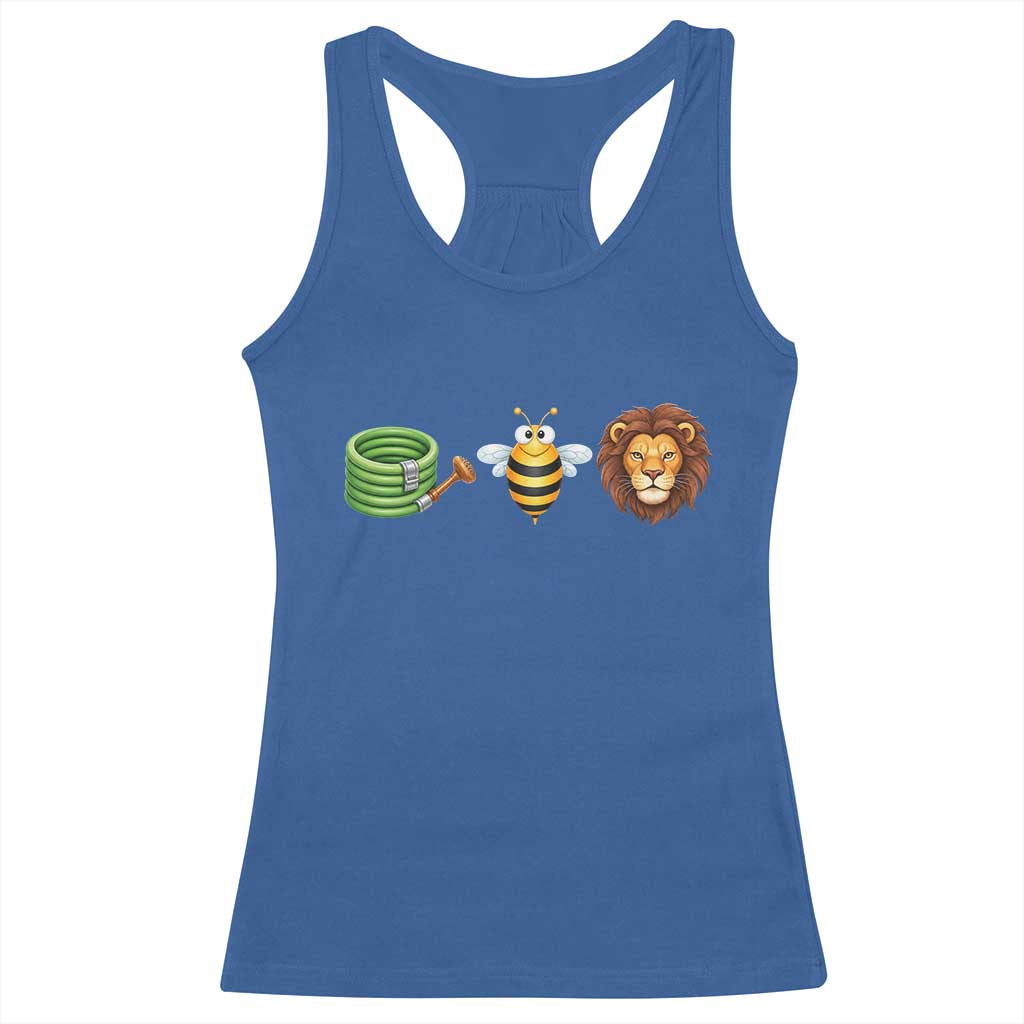 Hose Bee Lion Meme Slang Funny Wordplay Pun Graphic Racerback Tank Top