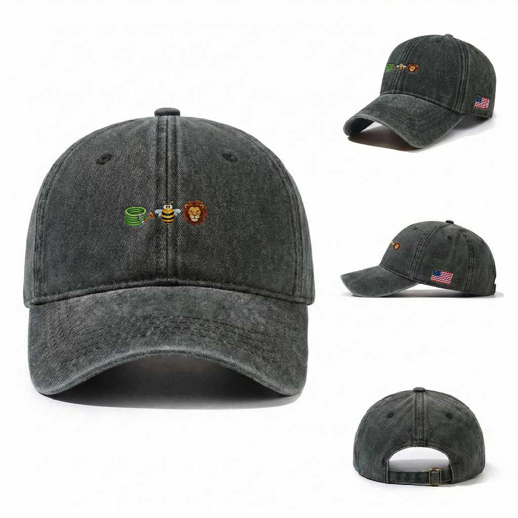 Hose Bee Lion Meme Slang Funny Wordplay Pun Graphic Washed Cotton Baseball Cap