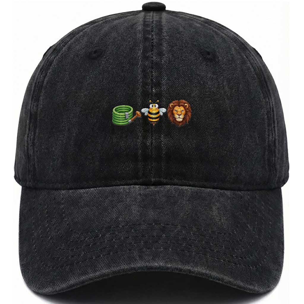 Hose Bee Lion Meme Slang Funny Wordplay Pun Graphic Washed Cotton Baseball Cap