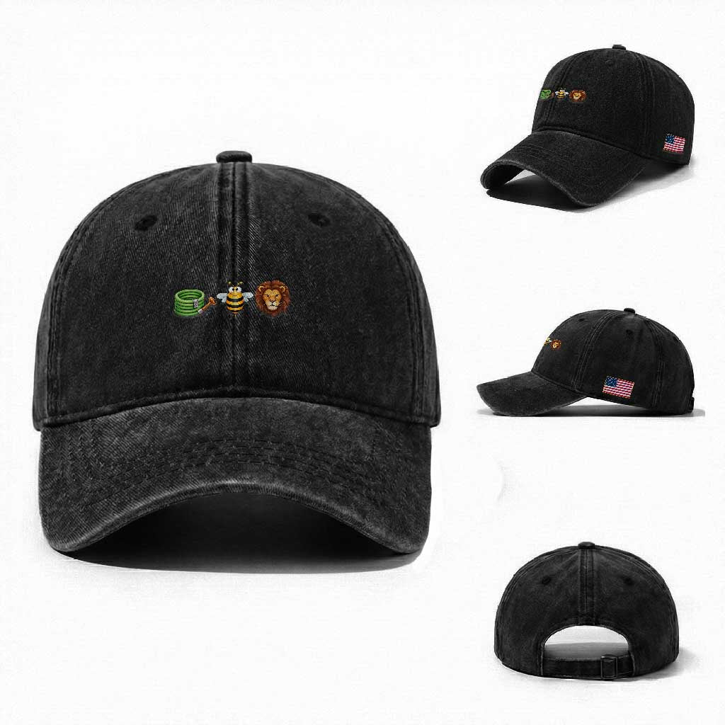 Hose Bee Lion Meme Slang Funny Wordplay Pun Graphic Washed Cotton Baseball Cap