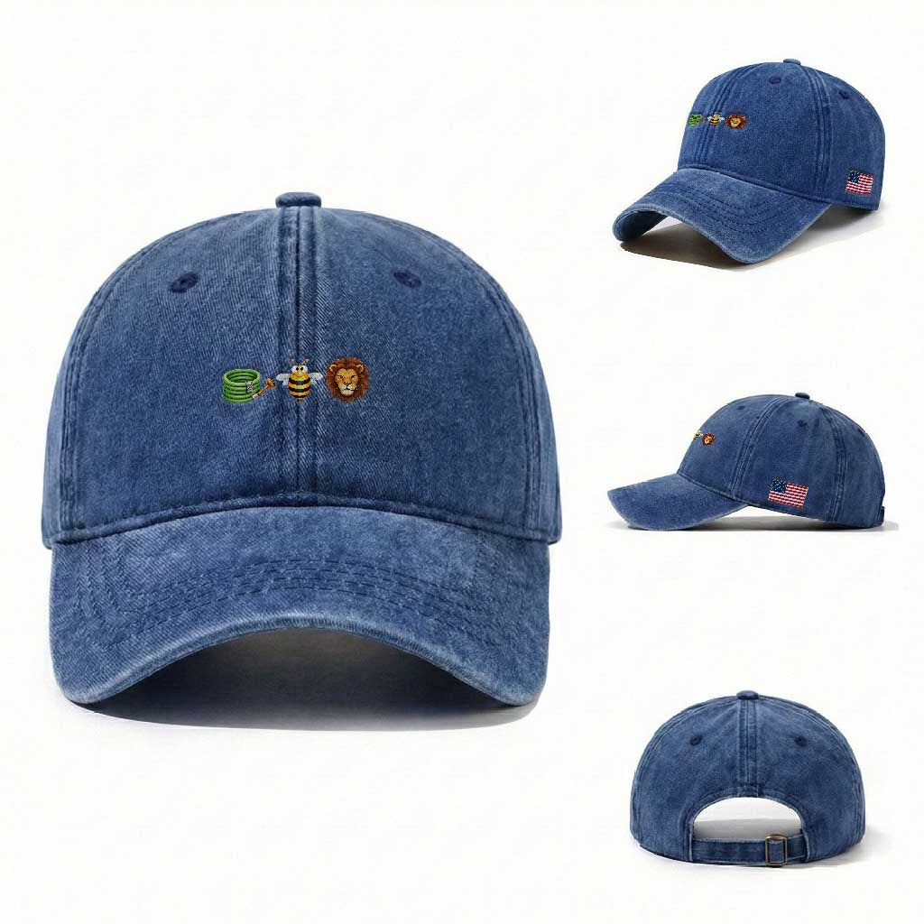 Hose Bee Lion Meme Slang Funny Wordplay Pun Graphic Washed Cotton Baseball Cap