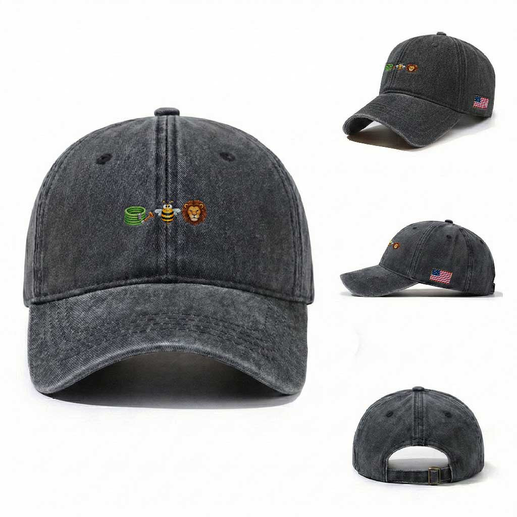 Hose Bee Lion Meme Slang Funny Wordplay Pun Graphic Washed Cotton Baseball Cap