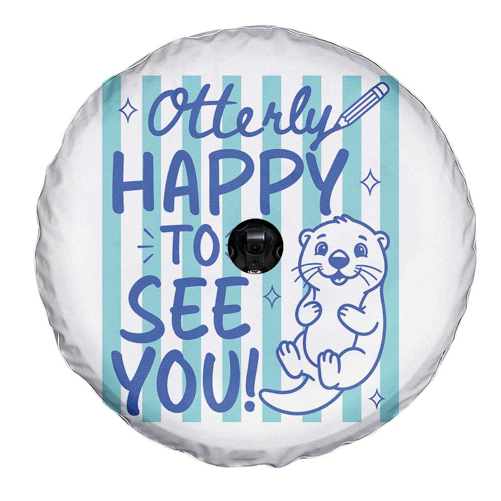 Cute Otter Pun Back To School Retro Preppy Spare Tire Cover Otterly Happy To See You